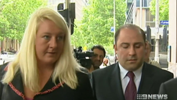 Nicola Gobbo leaves court with drug boss Tony Mokbel. 