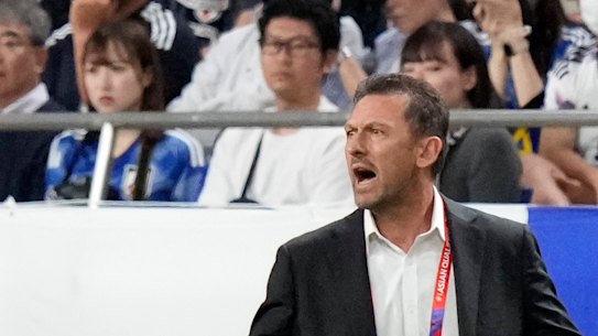 Tony Popovic in the dugout at Saitama Stadium on Tuesday night.