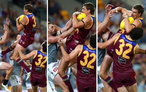 Joe Daniher takes his early contender for mark of the year.