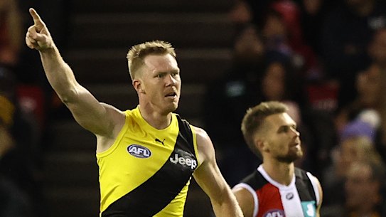 The salute: Richmond’s Jack Riewoldt.