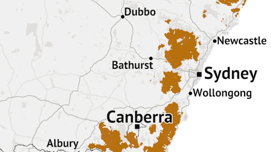 Fire map for NSW