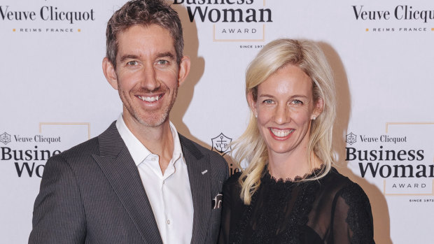 Husband and wife and Skip Capital co-founders Scott Farquhar and Kim Jackson at the Veuve Clicquot Business Woman of the Year awards.  