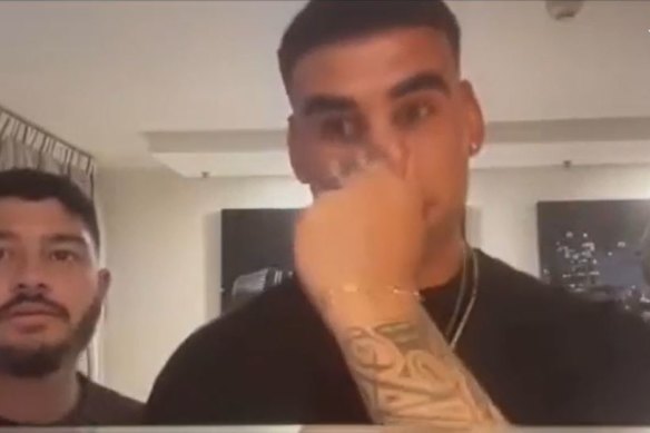 A still from the video featuring Terrell May, Zach Dockar-Clay and three other Roosters teammates.