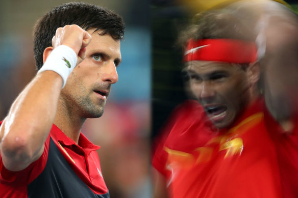 Novak Djokovic and Rafael Nadal at the 2020 ATP Cup.