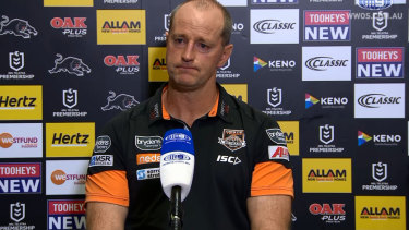 No comment: Wests Tigers coach Michael Maguire wouldn't be drawn on his relationship with Anthony Seibold.