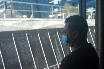 Bengali refugee Mohammad Joy Miah at the Park Hotel, where Djokovic is detained and tinted windows don’t open.