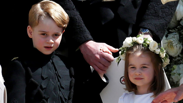Prince George and Princess Charlotte at the wedding of Prince Harry and Meghan Markle. They will be among the pageboys and bridesmaids at Princess Eugenie's wedding.