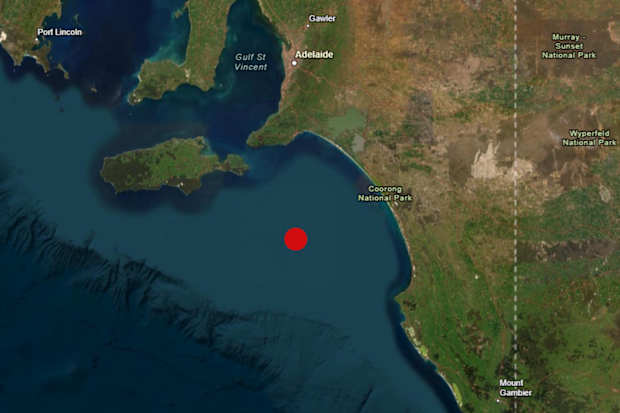The quake occurred about 100km offshore of South Australia at 7.48am.