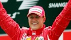Michael Schumacher celebrates winning the Formula One Chinese Grand Prix in 2006.