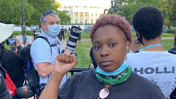 Vanjalic Tolbert protests outside the White House in Washington.