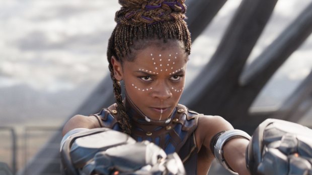 Letitia Wright in a scene from Black Panther.