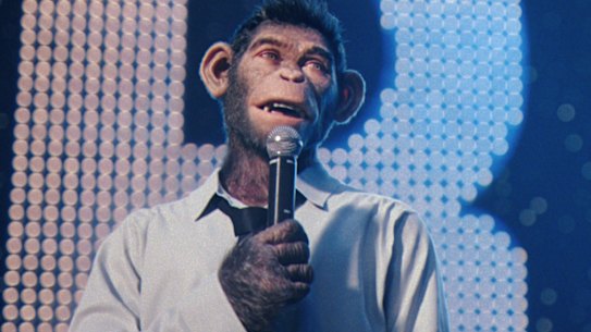 Jonno Davies plays a monkey version of Robbie Williams in the biopic Better Man.