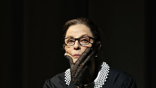 Heather Mitchell as Justice Ruth Bader Ginsburg in RBG in 2022.