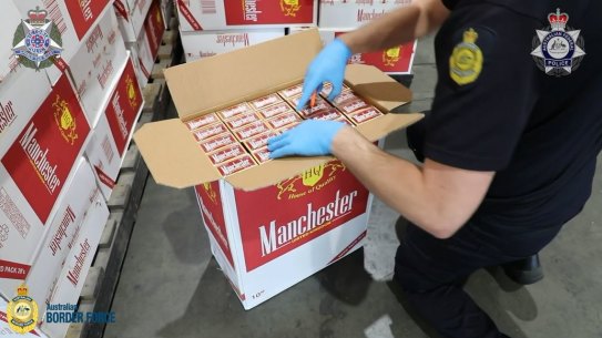 An AFP raid seized 10 million illicit cigarettes.