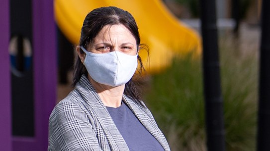 Newbury Primary principal Michelle Nunn has swooping plovers but no shade sails on her schoolgrounds, complicating the task of teaching outdoors.