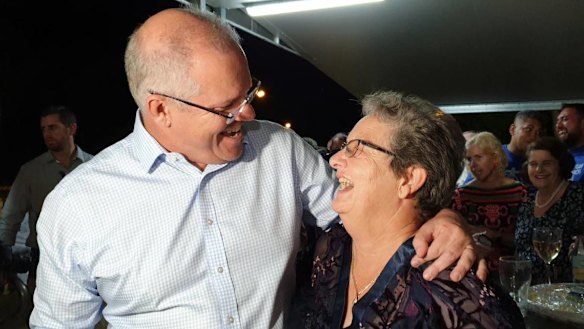 Prime Minister Scott Morrison greeted members of the community at Cloncurry Bowls Club.