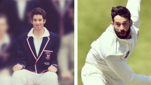 Will Somerville during his days at Cranbrook (left) and playing Test cricket for New Zealand (right). 
