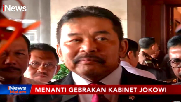 Attorney-General Sanitiar Burhanuddin on TV in Indonesia.