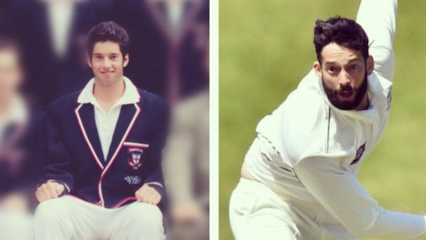 Will Somerville during his days at Cranbrook (left) and playing Test cricket for New Zealand (right). 