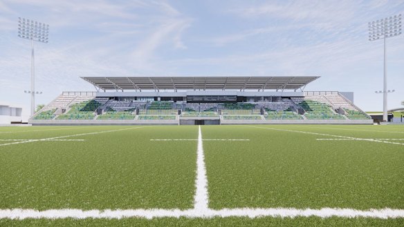 Render of the under-construction Browne Park in Rockhampton, which has been suggested as a rugby sevens Olympic venue in 2032.