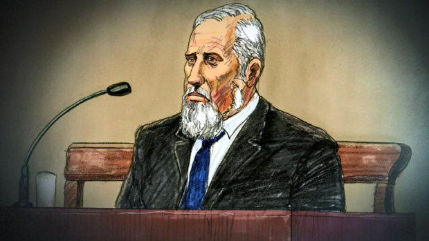 Court sketch of cold case killer James Dobbie.