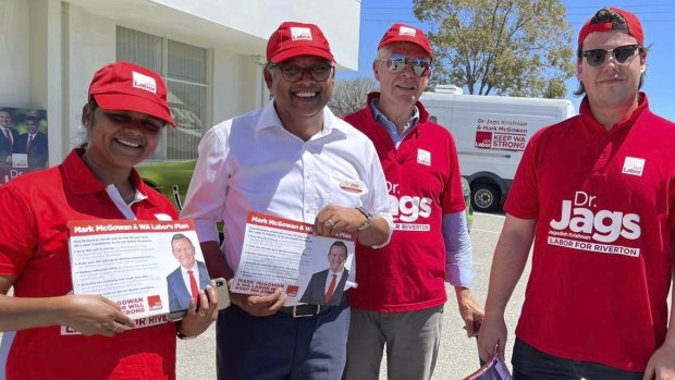 Riverton labor candidate, Dr Jags Krishnan on the campaign trail.
