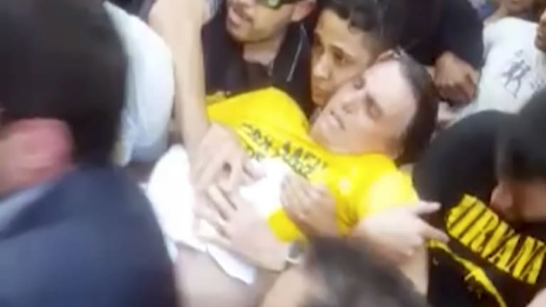  Jair Bolsonaro is carried away after being stabbed during a campaign rally in Juiz de Fora, Brazil last month.