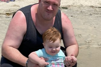 Micheal Freedy, 39, of Las Vegas, on a special holiday to the beach with his family.  