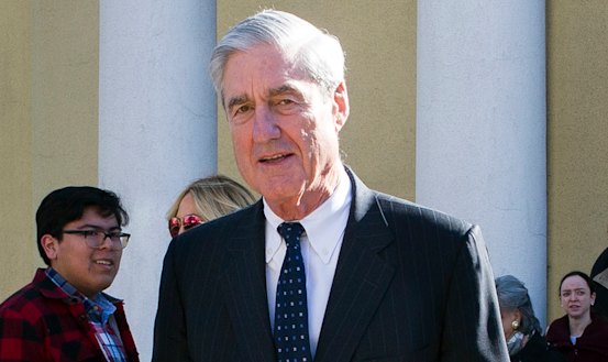 The man of the moment: Special Counsel Robert Mueller attends church in Washington on Sunday.