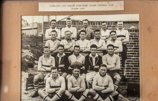 A still from Little Victories that shows the Clovelly lifesaving and rugby league team in 1928.