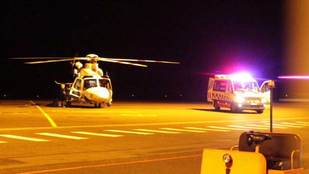 A helicopter at Orange Airport on Tuesday night transported both patients to hospital. 