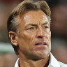 Herve Renard during France’s 4-0 round of 16 rout of Morocco in Adelaide.