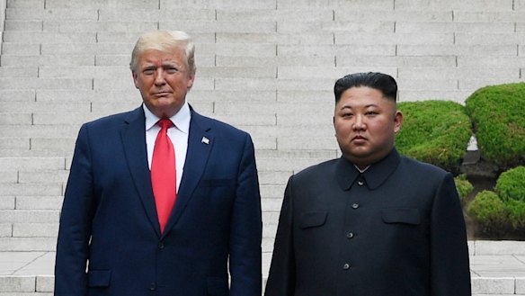 US President Donald Trump meets with North Korean leader Kim Jong-un at the border village of Panmunjom in the Demilitarised Zone in June.