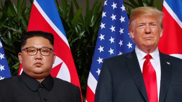 North Korean leader Kim Jong-un and US President Donald Trump in Singapore in June 2018.