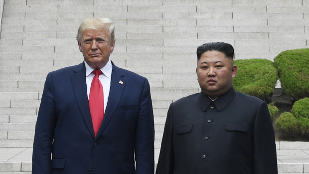 US President Donald Trump meets with North Korean leader Kim Jong-un at the border village of Panmunjom in the Demilitarised Zone in June.