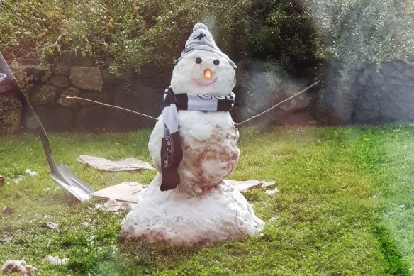 Another backyard snowman in Gisborne.