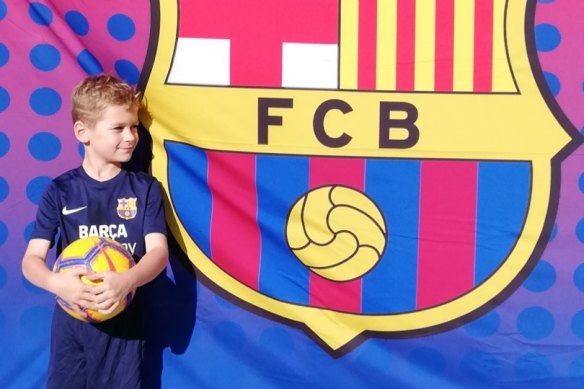 Menzies Dyer, 7, has been left upset by the closure of Barcelona's academy in Sydney, which he joined in January.