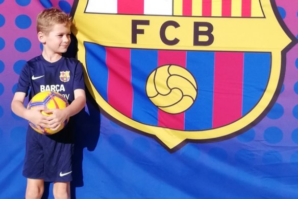 Menzies Dyer, 7, has been left upset by the closure of Barcelona's academy in Sydney, which he joined in January.