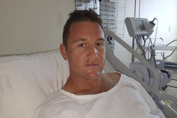Constable Hayden Edwards recovers in hospital.