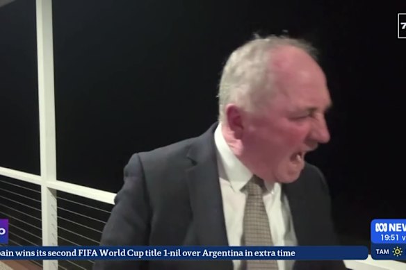Joyce roars at the offending dog.