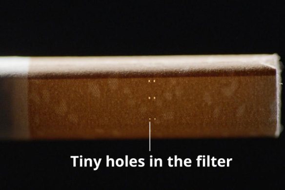 Nearly half of smokers of manufactured cigarettes did not know that tiny holes around filters made the smoke feel less harsh, Cancer Council Victoria said.