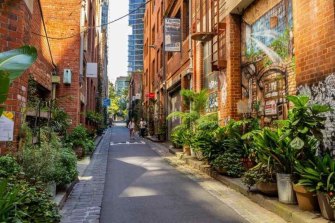 Guildford Lane in Melbourne’s CBD has been turned green.