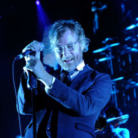 Matt Berninger, on stage at the Sidney Myer Music Bowl with the National in 2018.