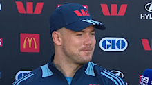 Hudson Young speaks before the State of Origin decider.