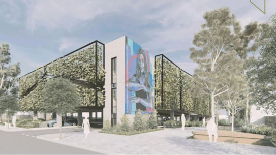 Bayside Council’s renders of the Morrison government’s proposed commuter car park near Hampton train station. 
