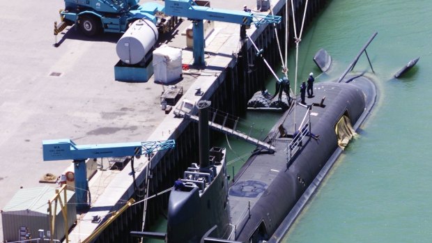 A Collins-class submarine at ASC in Adelaide.