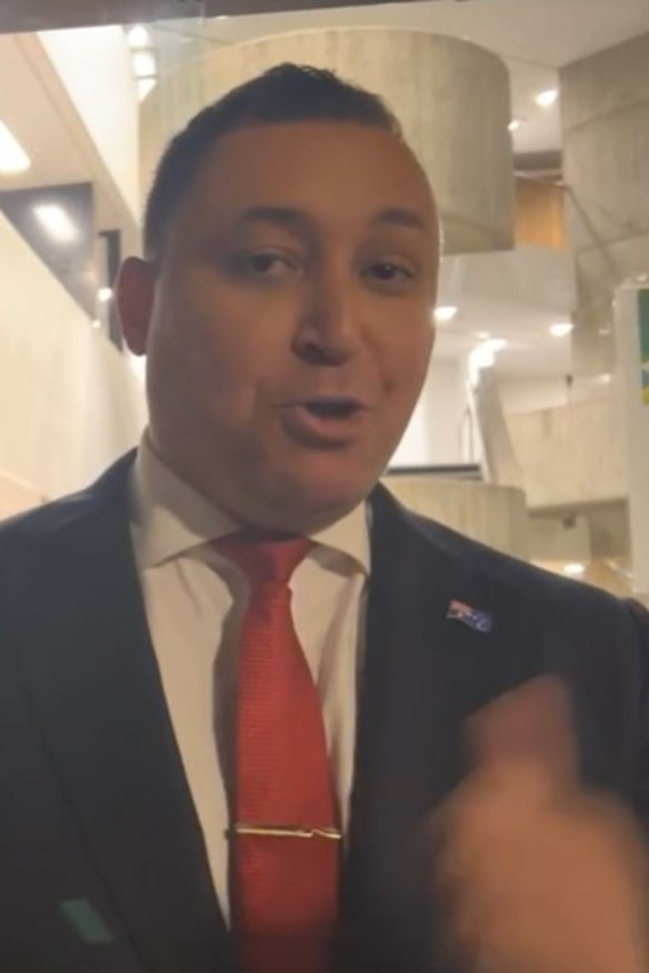 Senator Ralph Babet outside the Monash Council meeting on Wednesday night.