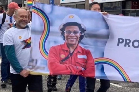 Gary Bloom walks in a gay pride event.