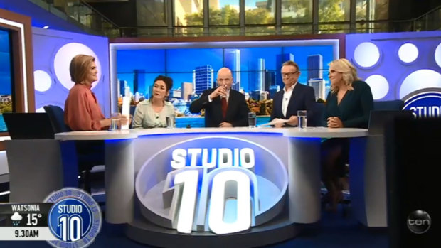 Leyonhjelm with Studio 10's panel following the awkward segment.