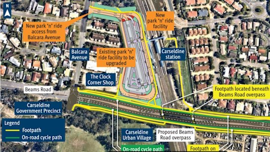 The preferred concept plan for Carsedline’s Beams Road upgrade - including the level crossing removal - which has been debated for a decade. Work on the road upgrade has begun and the level crossing will be removed early in 2023.